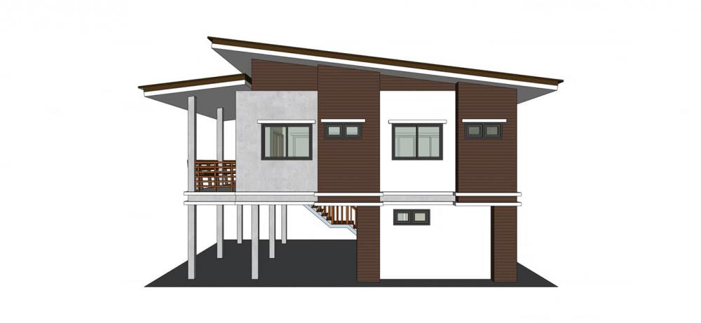 ออกแบบบ้านโมเดิร์น 2 ชั้น 3 ห้องนอน 3 ห้องน้ำ 1 ห้องครัว